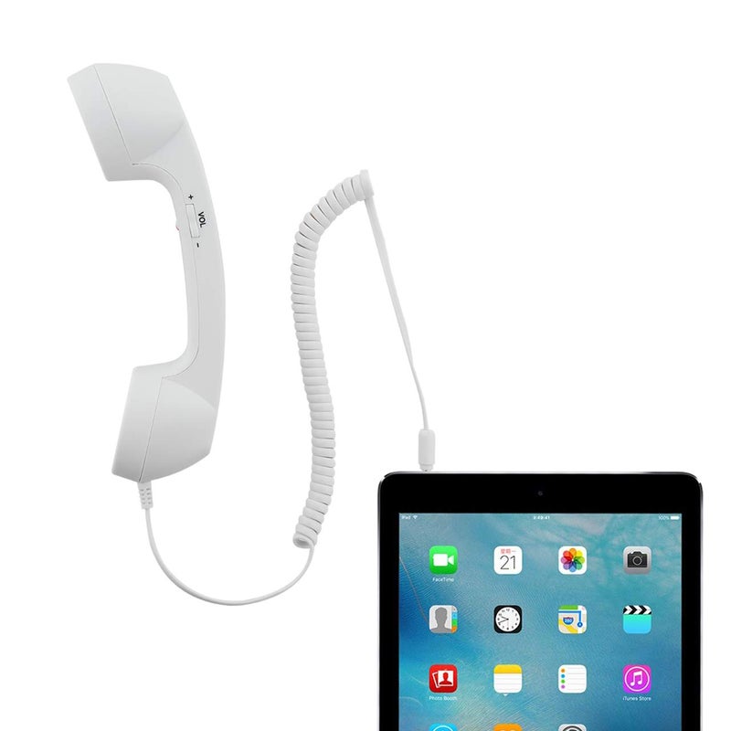 CM Vintage Retro Telephone Handset Cell Phone Receiver MIC Microphone for Cellphone Smartphone, 3.5 mm Socket (White) - Image 5